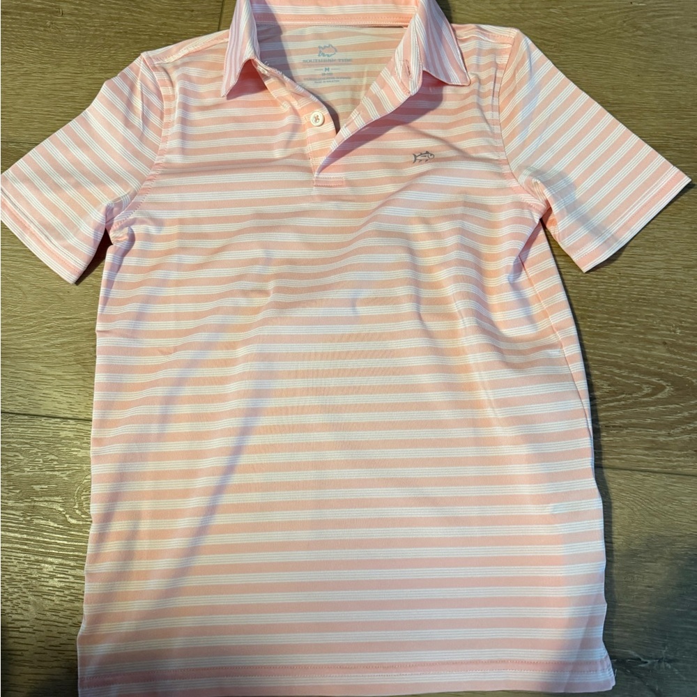 Southern Tide Pink and White Striped Polo for Kids